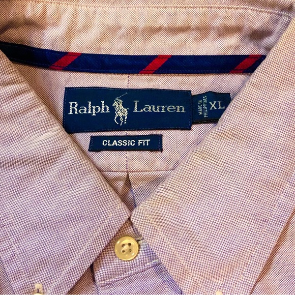 RALPH LAUREN Long Sleeve Purple Pique Button Down Dress Shirt Sz XL - Picture 2 of 9